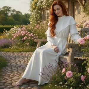 ​NWT Touché Privé White Broderie Poplin Maxi Dress Size 36 / US 4